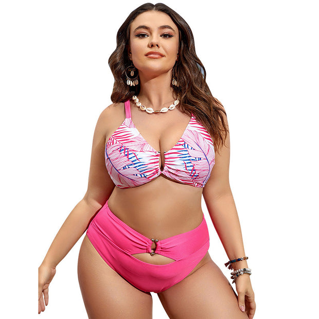 Plus Size Swimsuit Strap Vintage Bikini Floral Suit