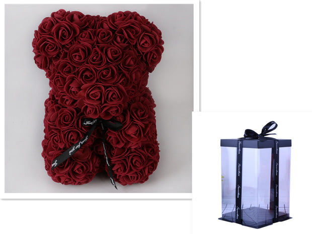 Valentine's Day Gift Rose Bear Eternal Flower Rose Teddy Bear PE Foam Bear 25cm Valentines Day - Laizhan Accessories 