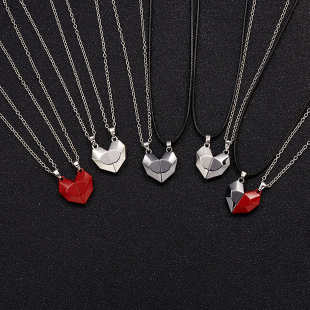 Creative Magnet Necklace Love Heart Broken Men And Women - Laizhan Accessories 