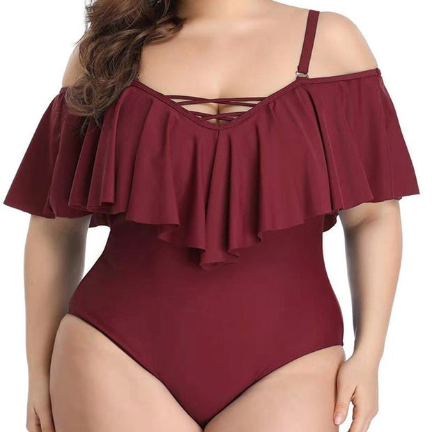 Ruffled plus size slimming bikini