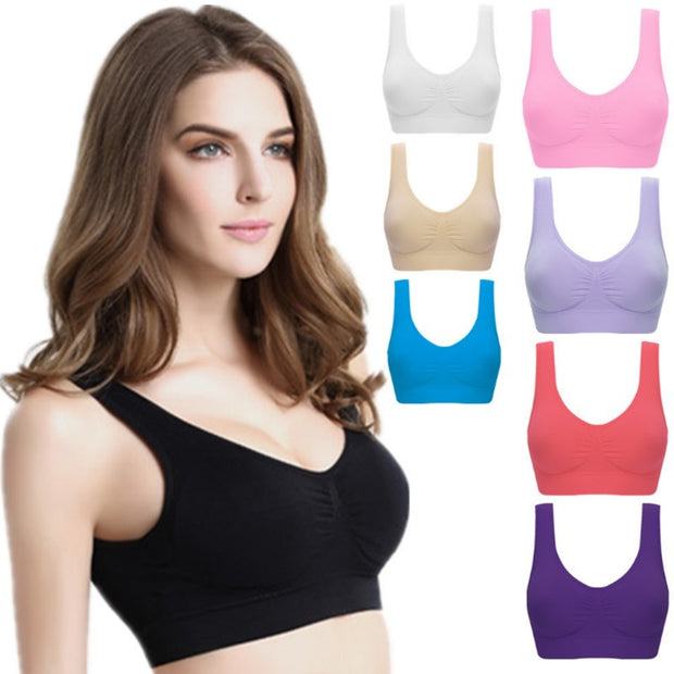 Women Yoga Tank Tops  Sports Bra Workout Fitness Running Crop Top - Laizhan Accessories 