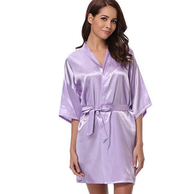 Women's Short Silk Bridesmaid Robes - Laizhan Accessories 