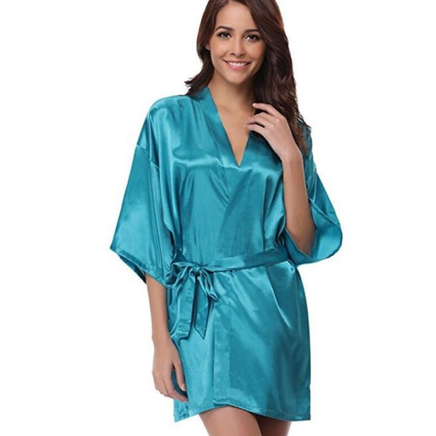 Women's Short Silk Bridesmaid Robes - Laizhan Accessories 