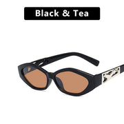 SO&EI Retro Small Frame Polygon Cat Eyes Women Sunglasses Brand Designer Fashion Cheetah Decoration Ladies Sun Glasses UV400 - Laizhan Accessories 