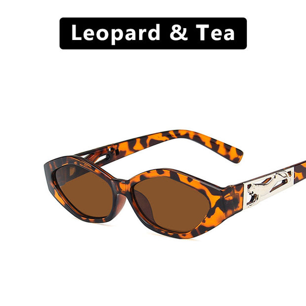 SO&EI Retro Small Frame Polygon Cat Eyes Women Sunglasses Brand Designer Fashion Cheetah Decoration Ladies Sun Glasses UV400 - Laizhan Accessories 