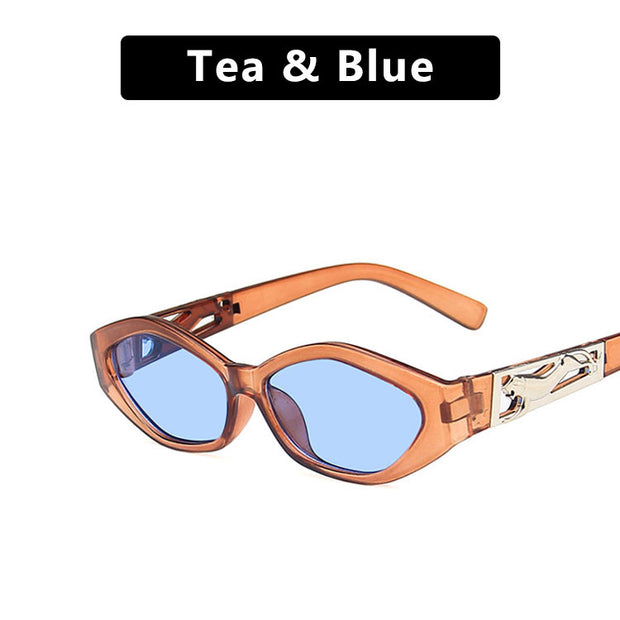 SO&EI Retro Small Frame Polygon Cat Eyes Women Sunglasses Brand Designer Fashion Cheetah Decoration Ladies Sun Glasses UV400 - Laizhan Accessories 