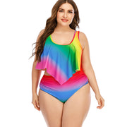 Plus Size Women's Split Rainbow Swimsuit