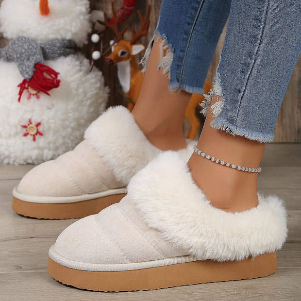 Winter Plush Slippers Home Thick-soled Warm Cotton Slippers Women Outdoor Garden Shoes - Laizhan Accessories 