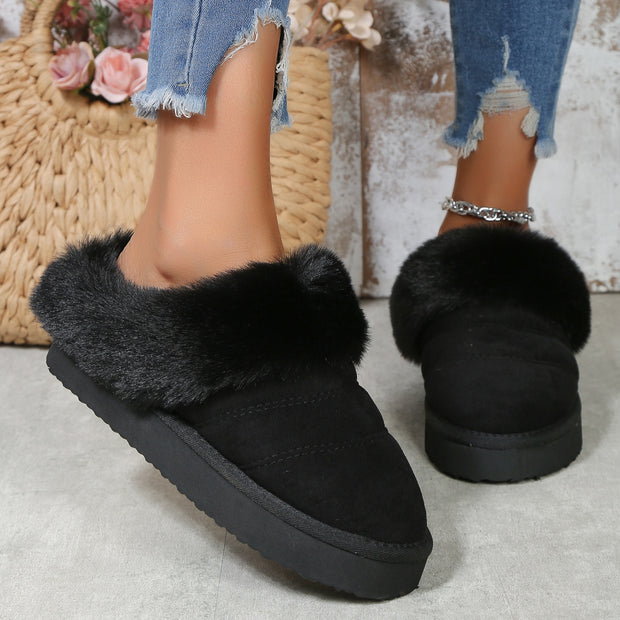 Winter Plush Slippers Home Thick-soled Warm Cotton Slippers Women Outdoor Garden Shoes - Laizhan Accessories 