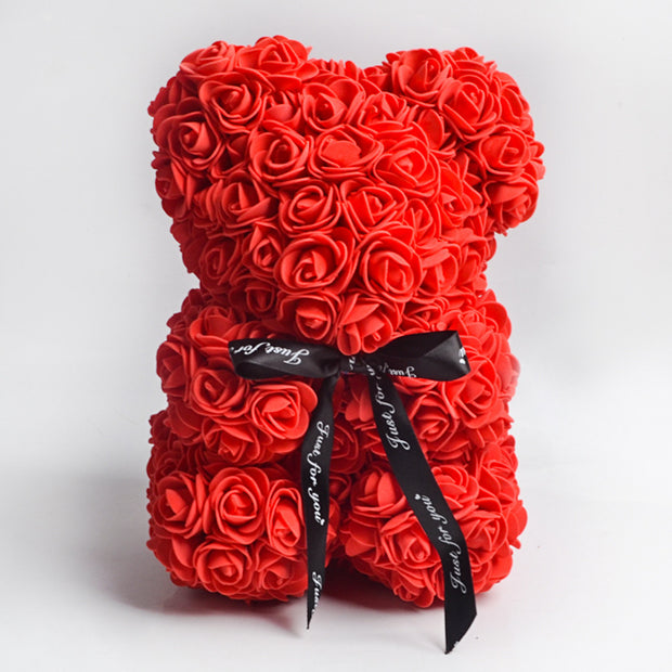 Valentine's Day Gift Rose Bear Eternal Flower Rose Teddy Bear PE Foam Bear 25cm Valentines Day - Laizhan Accessories 