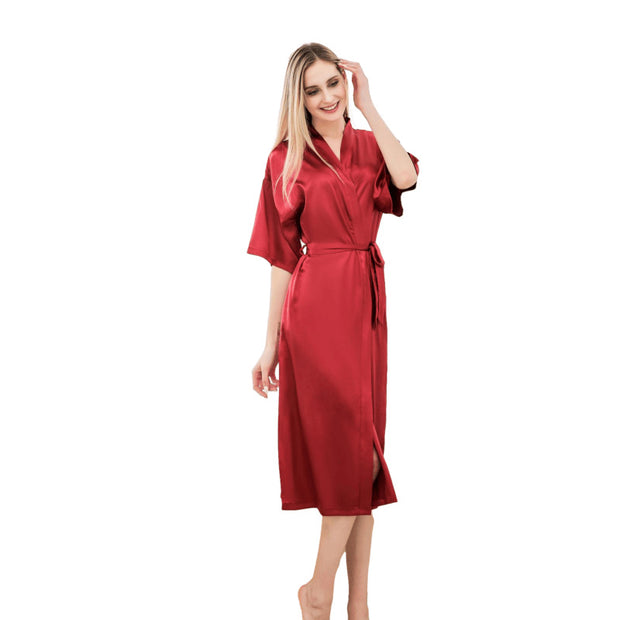 Half Sleeve V Neck Robe With Belt - Laizhan Accessories 