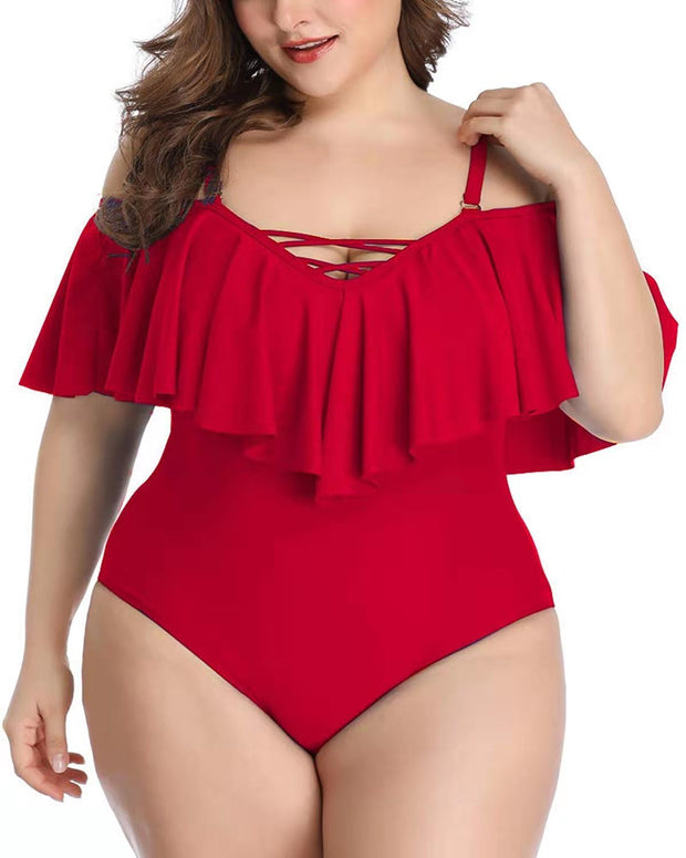 Ruffled plus size slimming bikini