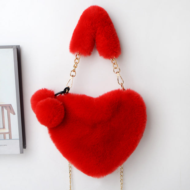 Love Bags Soft Plush Handbags Women Valentine's Day Party Bag - Laizhan Accessories 