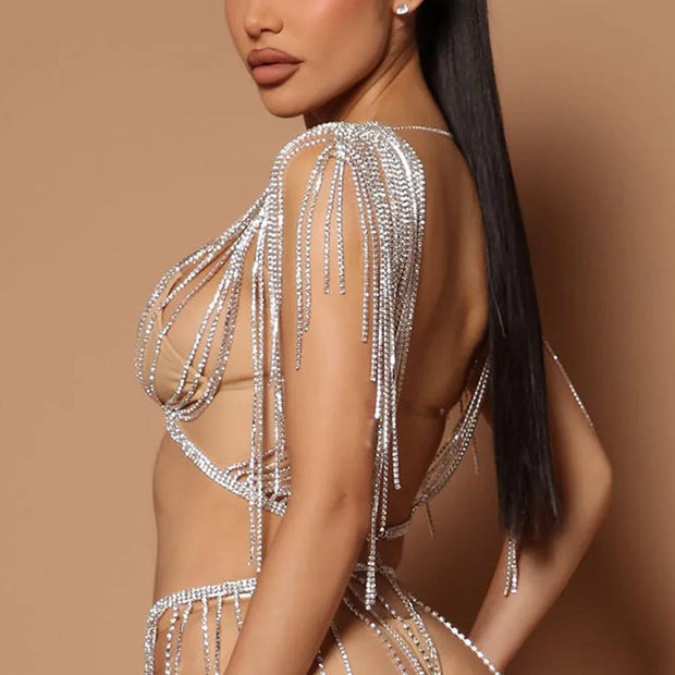 Layered Rhinestone Bra Body Chain For Women - Laizhan Accessories 