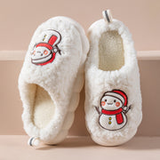 Cute Snowman Slippers Winter Indoor Household Warm Plush Thick-Soled Anti-slip Couple Home Slipper Soft Floor Bedroom House Shoes - Laizhan Accessories 