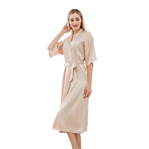 Half Sleeve V Neck Robe With Belt - Laizhan Accessories 