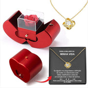 Fashion Jewelry Box Red Apple Christmas Gift Necklace Eternal Rose For Girl Mother's Day Valentine's Day Gifts With Artificial Flower Rose Flower Jewelry Box - Laizhan Accessories 