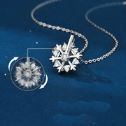 Rotatable 925 Silver Snowflake Necklace Women Luxury Niche Design Shiny Rhinestone Jewelry Autumn And Winter Birthday Gift For Friends - Laizhan Accessories 