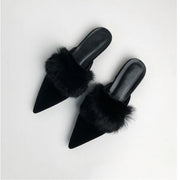 Women's Fluffy Fur Mules Slippers - Laizhan Accessories 