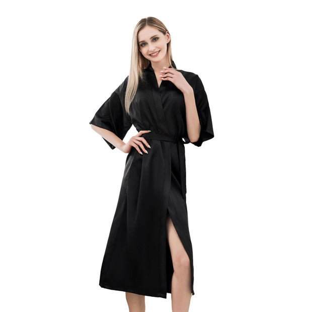 Half Sleeve V Neck Robe With Belt - Laizhan Accessories 