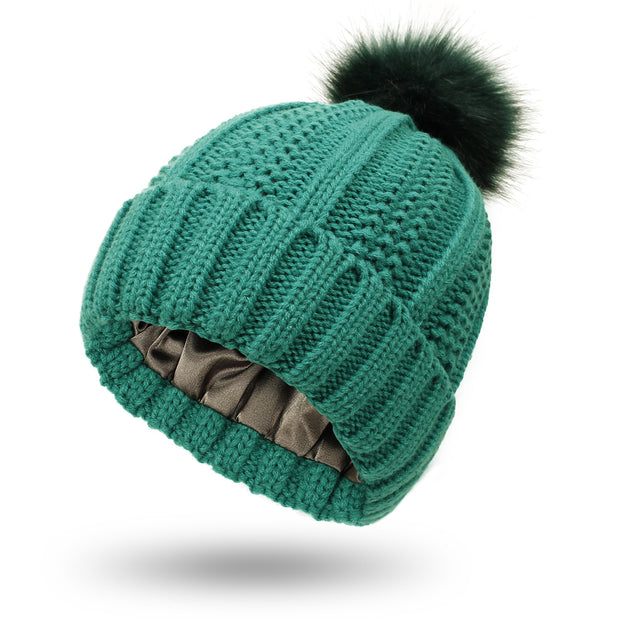 Stretchy Satin Lined Skull Knit Hats - Laizhan Accessories 