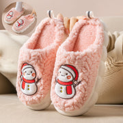 Cute Snowman Slippers Winter Indoor Household Warm Plush Thick-Soled Anti-slip Couple Home Slipper Soft Floor Bedroom House Shoes - Laizhan Accessories 