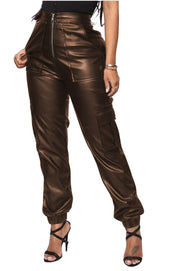 Workwear Ankle-tied Leather Pants Fashionable Overalls With Multiple Pockets - Laizhan Accessories 