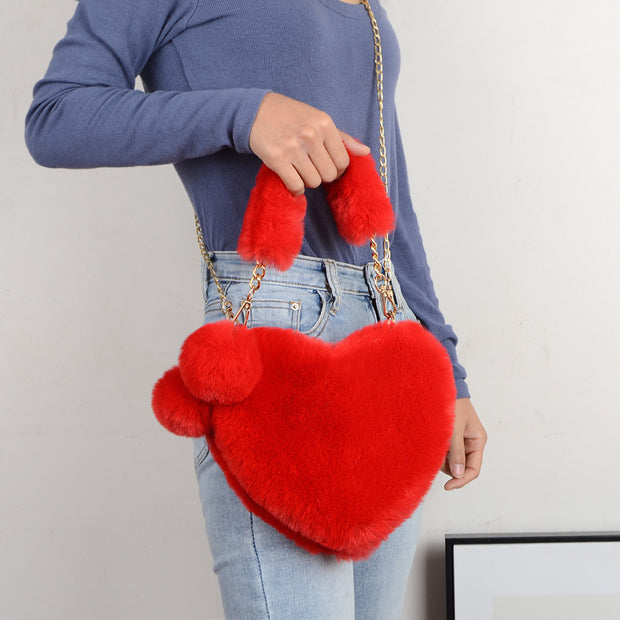 Love Bags Soft Plush Handbags Women Valentine's Day Party Bag - Laizhan Accessories 