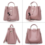 Women 3Pcs Or Set Handbags PU Leather Shoulder Bags Casual Tote Bag Tassel Metal Handle Designer Composite Bags