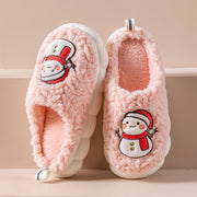 Cute Snowman Slippers Winter Indoor Household Warm Plush Thick-Soled Anti-slip Couple Home Slipper Soft Floor Bedroom House Shoes - Laizhan Accessories 