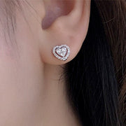 Rhinestone Love Stud Earrings For Women Temperament Fashion Heart-shape Earrings - Laizhan Accessories 