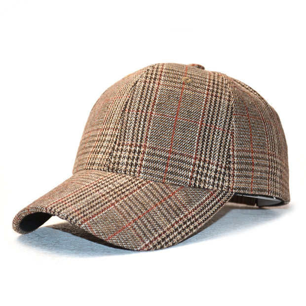 Vintage Bird Plaid Blended Knitted Baseball Cap Spring And Autumn Fashion