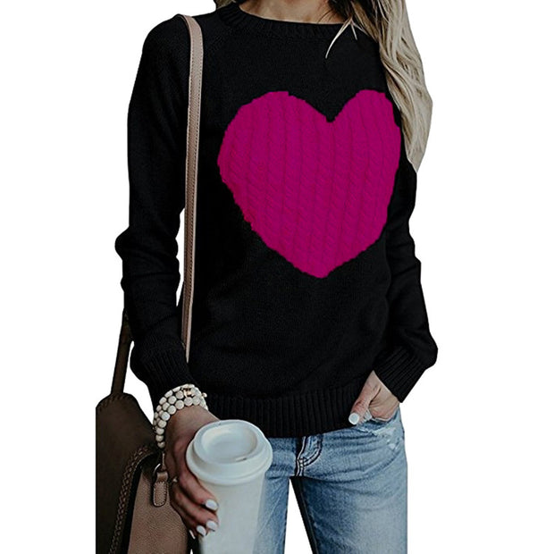 Love Printed Pullover Sweater For Women Solid Color Spring And Autumn Clothes Valentines Day - Laizhan Accessories 