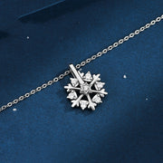 Rotatable 925 Silver Snowflake Necklace Women Luxury Niche Design Shiny Rhinestone Jewelry Autumn And Winter Birthday Gift For Friends - Laizhan Accessories 