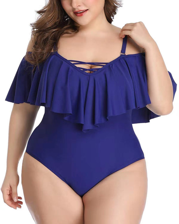 Ruffled plus size slimming bikini