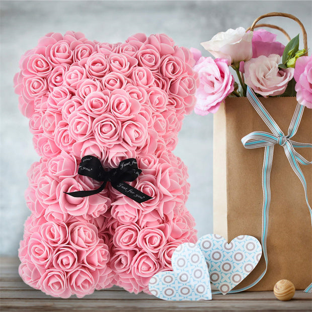 Valentine's Day Gift Rose Bear Eternal Flower Rose Teddy Bear PE Foam Bear 25cm Valentines Day - Laizhan Accessories 