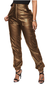 Workwear Ankle-tied Leather Pants Fashionable Overalls With Multiple Pockets - Laizhan Accessories 