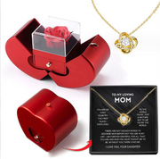 Fashion Jewelry Box Red Apple Christmas Gift Necklace Eternal Rose For Girl Mother's Day Valentine's Day Gifts With Artificial Flower Rose Flower Jewelry Box - Laizhan Accessories 