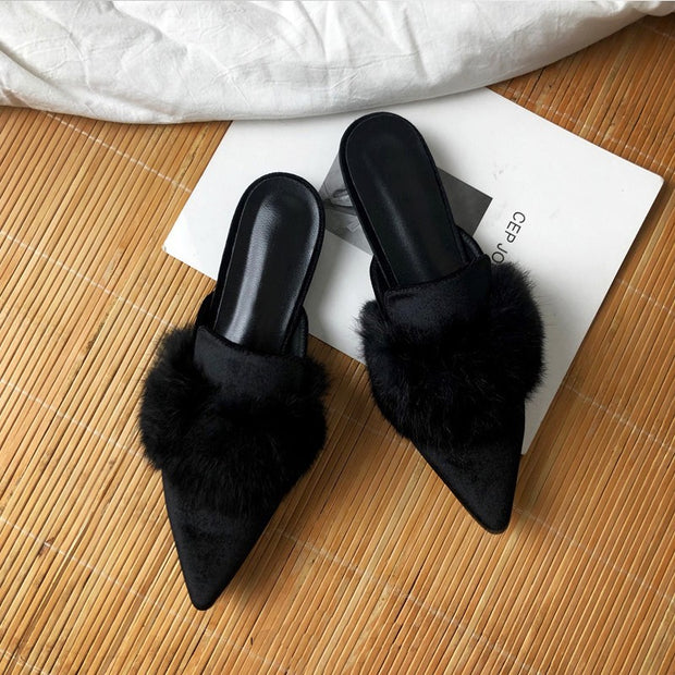 Women's Fluffy Fur Mules Slippers - Laizhan Accessories 