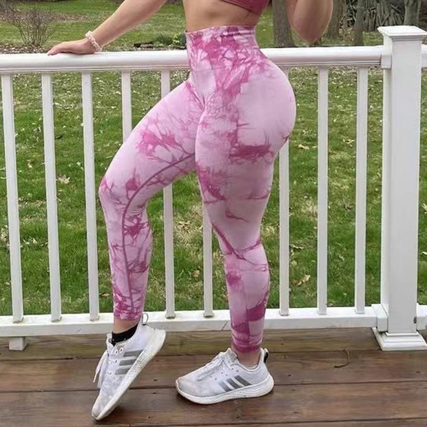 Tie-dye Peach Hip Yoga Pants - Laizhan Accessories 