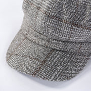 Thickened Plaid Woolen Octagonal Cap Women