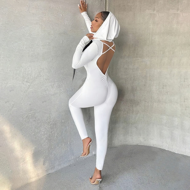 Long Sleeve Solid Color One-piece Trousers