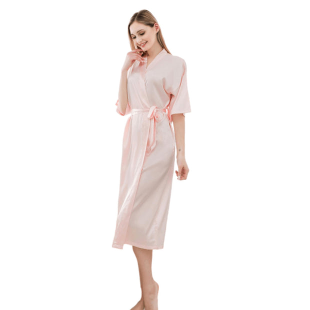 Half Sleeve V Neck Robe With Belt - Laizhan Accessories 