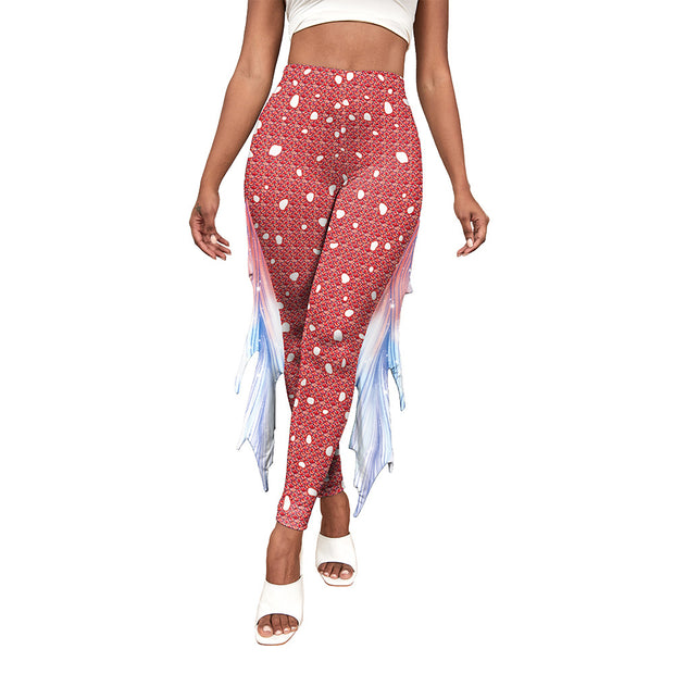 Movie Little Mermaid Fin Digital Print Hip Lift Feet Pants - Laizhan Accessories 