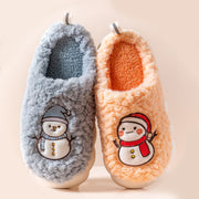 Cute Snowman Slippers Winter Indoor Household Warm Plush Thick-Soled Anti-slip Couple Home Slipper Soft Floor Bedroom House Shoes - Laizhan Accessories 