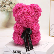 Valentine's Day Gift Rose Bear Eternal Flower Rose Teddy Bear PE Foam Bear 25cm Valentines Day - Laizhan Accessories 