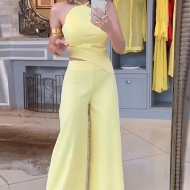 Women's Fashion Solid Color Wide Leg Jumpsuit