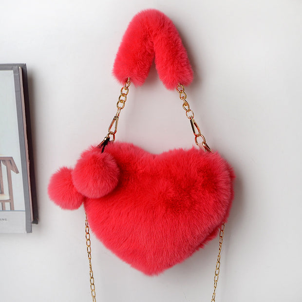 Love Bags Soft Plush Handbags Women Valentine's Day Party Bag - Laizhan Accessories 