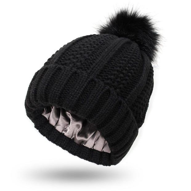 Stretchy Satin Lined Skull Knit Hats - Laizhan Accessories 