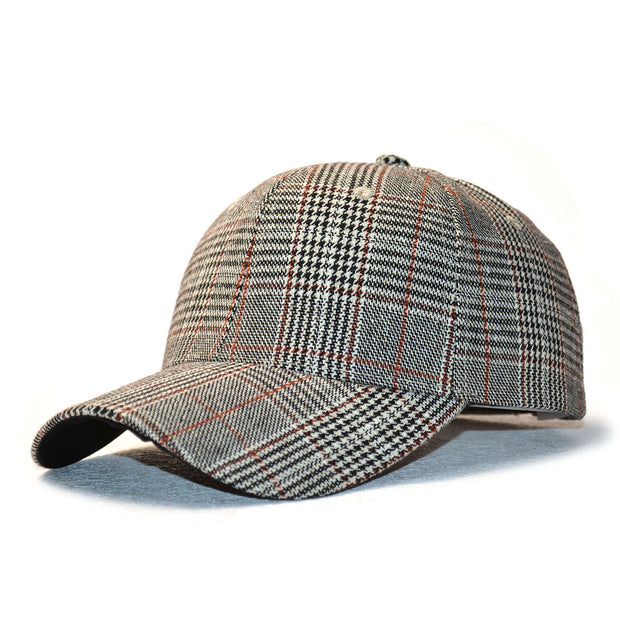 Vintage Bird Plaid Blended Knitted Baseball Cap Spring And Autumn Fashion